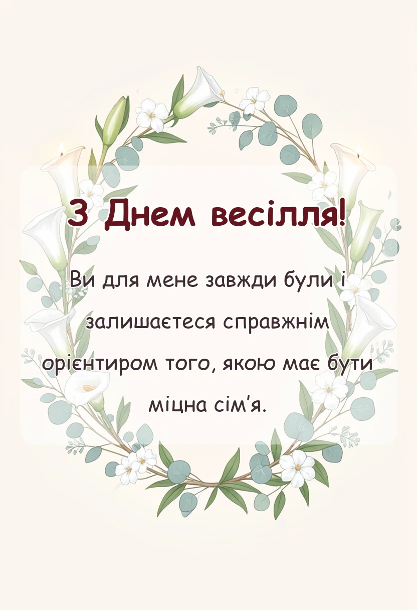 святкова картинка: привітання з весіллям батькам