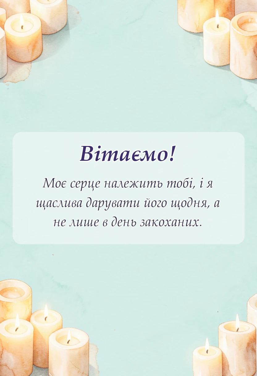 красива листівка: привітання з днем закоханих для коханого своїми словами