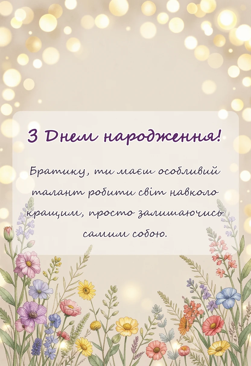 листівка з побажанням - привітання з днем народження брата