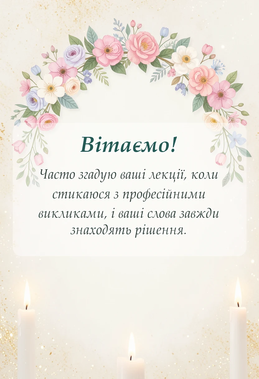 листівка з побажанням - подяка викладачу своїми словами
