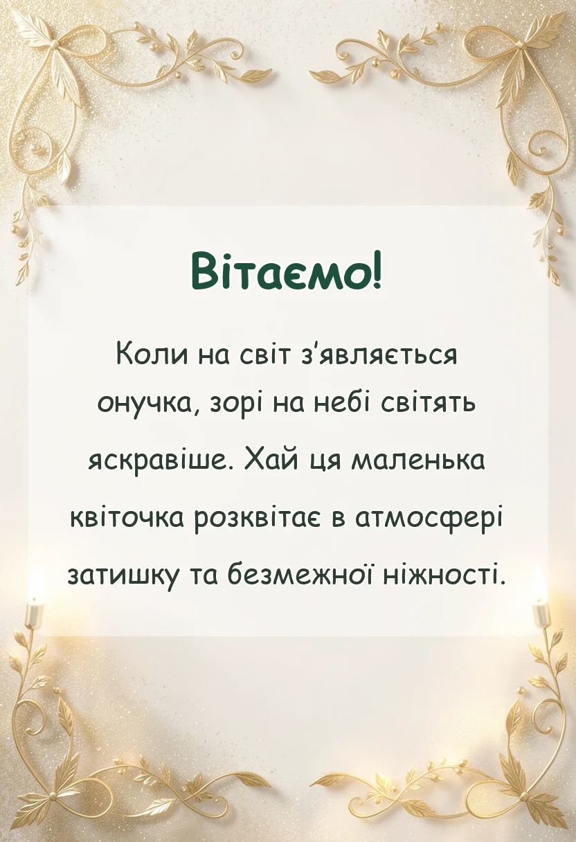 унікальна листівка - картинки з народженням онучки українською мовою