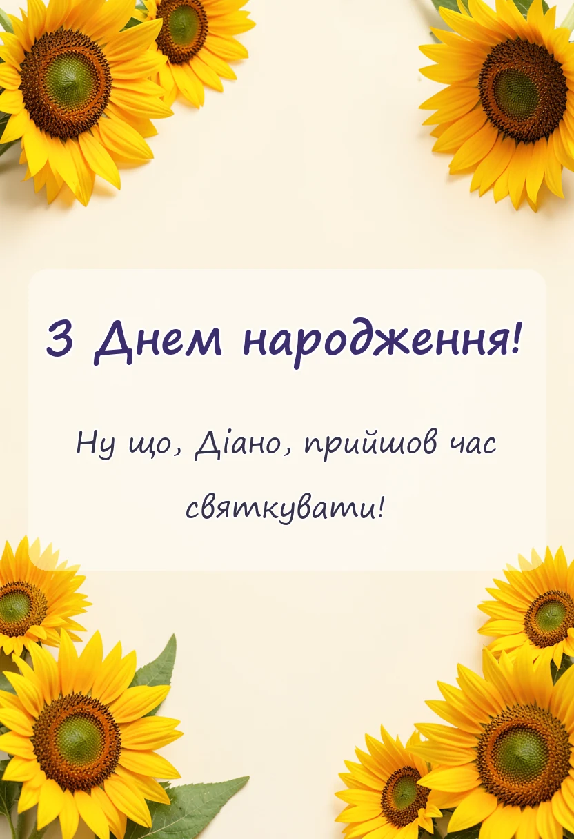 красива листівка: картинки з днем народження діані українською