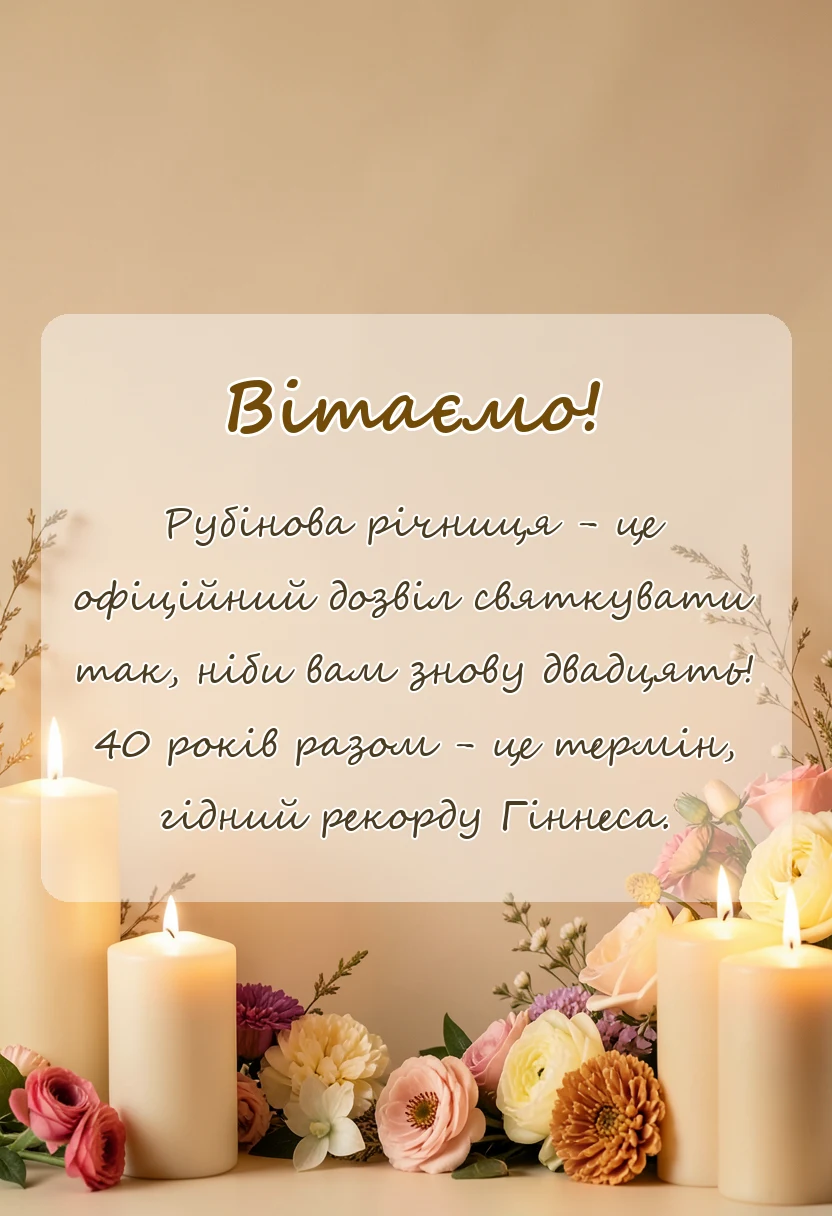 красива листівка: картинки рубінового весілля