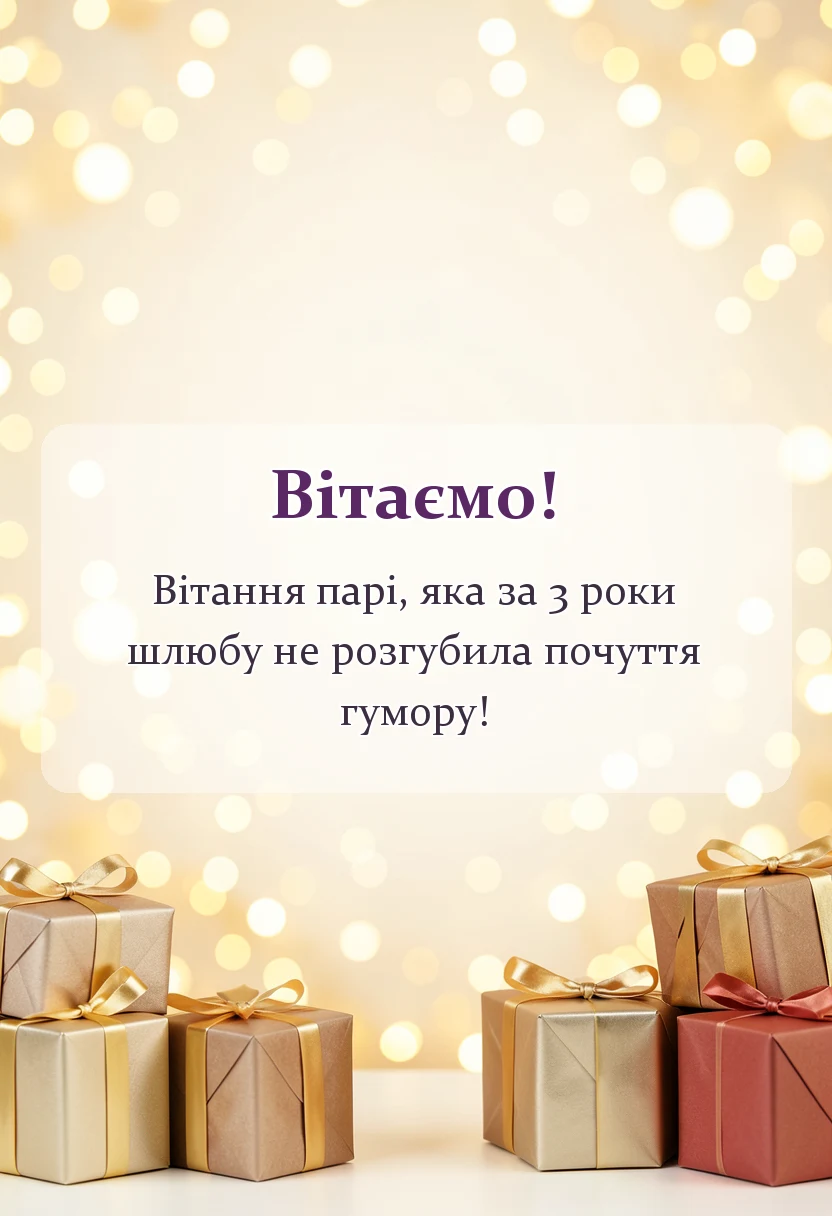 вітальна листівка - назва річниці весілля 3 роки