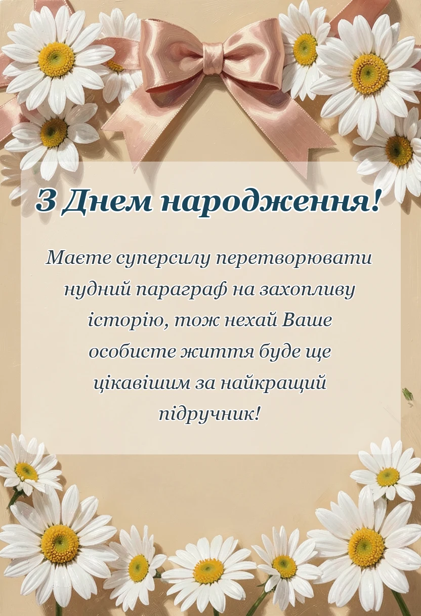 святкова картинка: привітання вчителя з днем народження