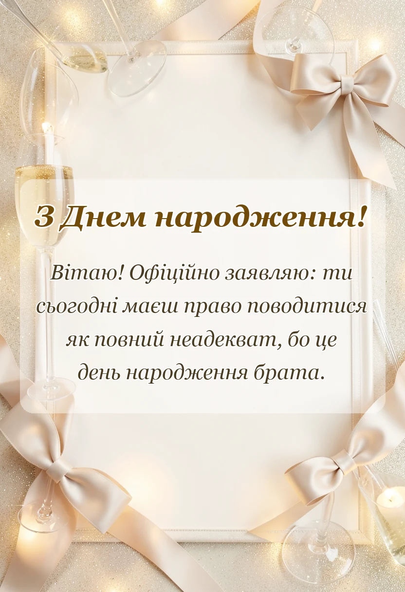 вітальна листівка - привітання з днем народження брата