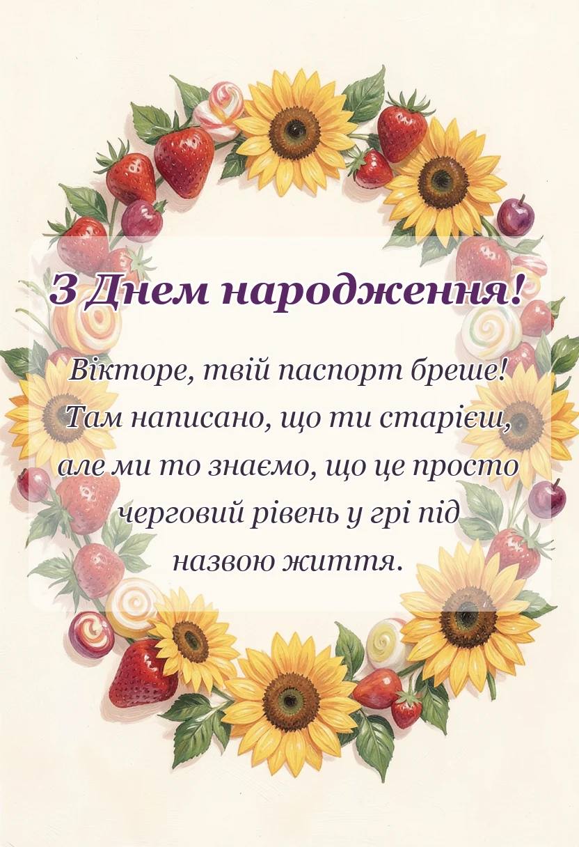 красива листівка: привітання з днем народження віктору
