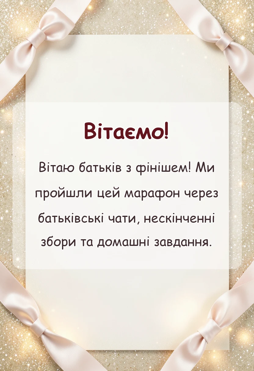 красива листівка: подяка батькам на випускний від класного керівника