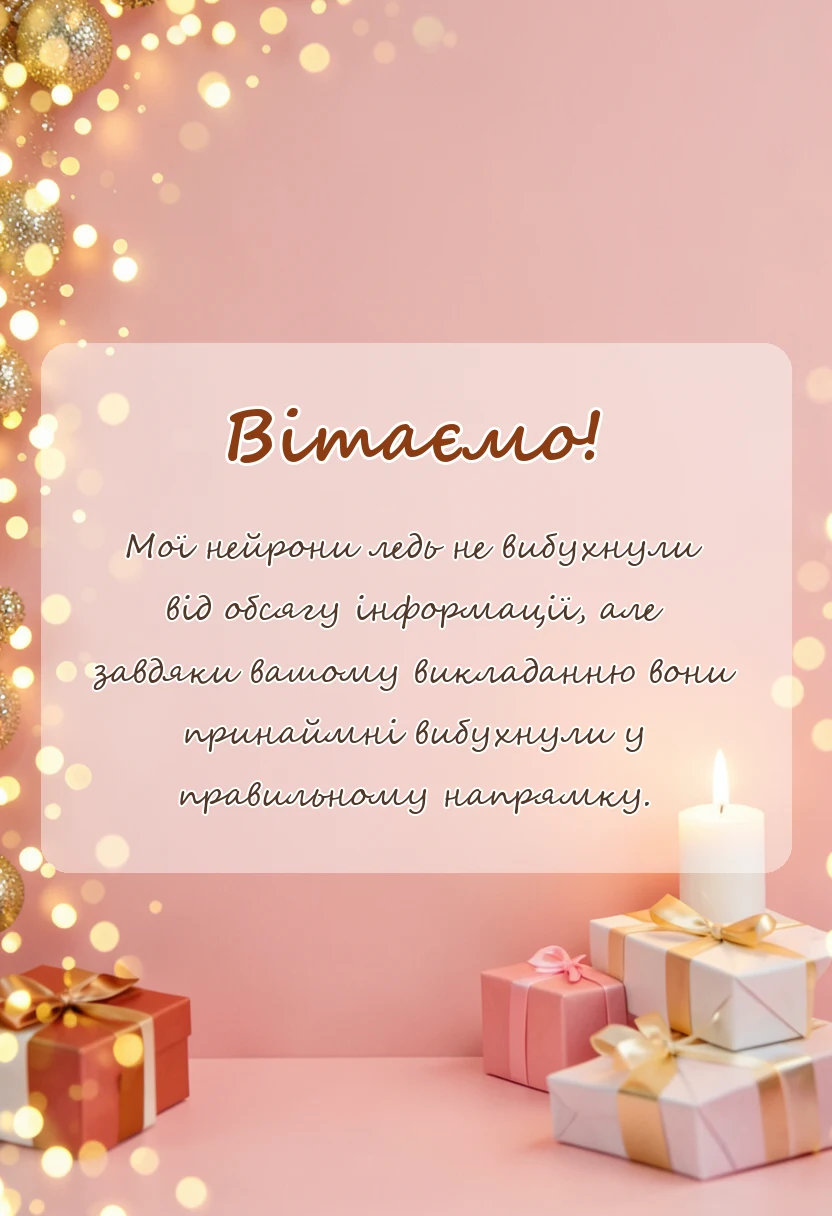 вітальна листівка - подяка викладачу своїми словами