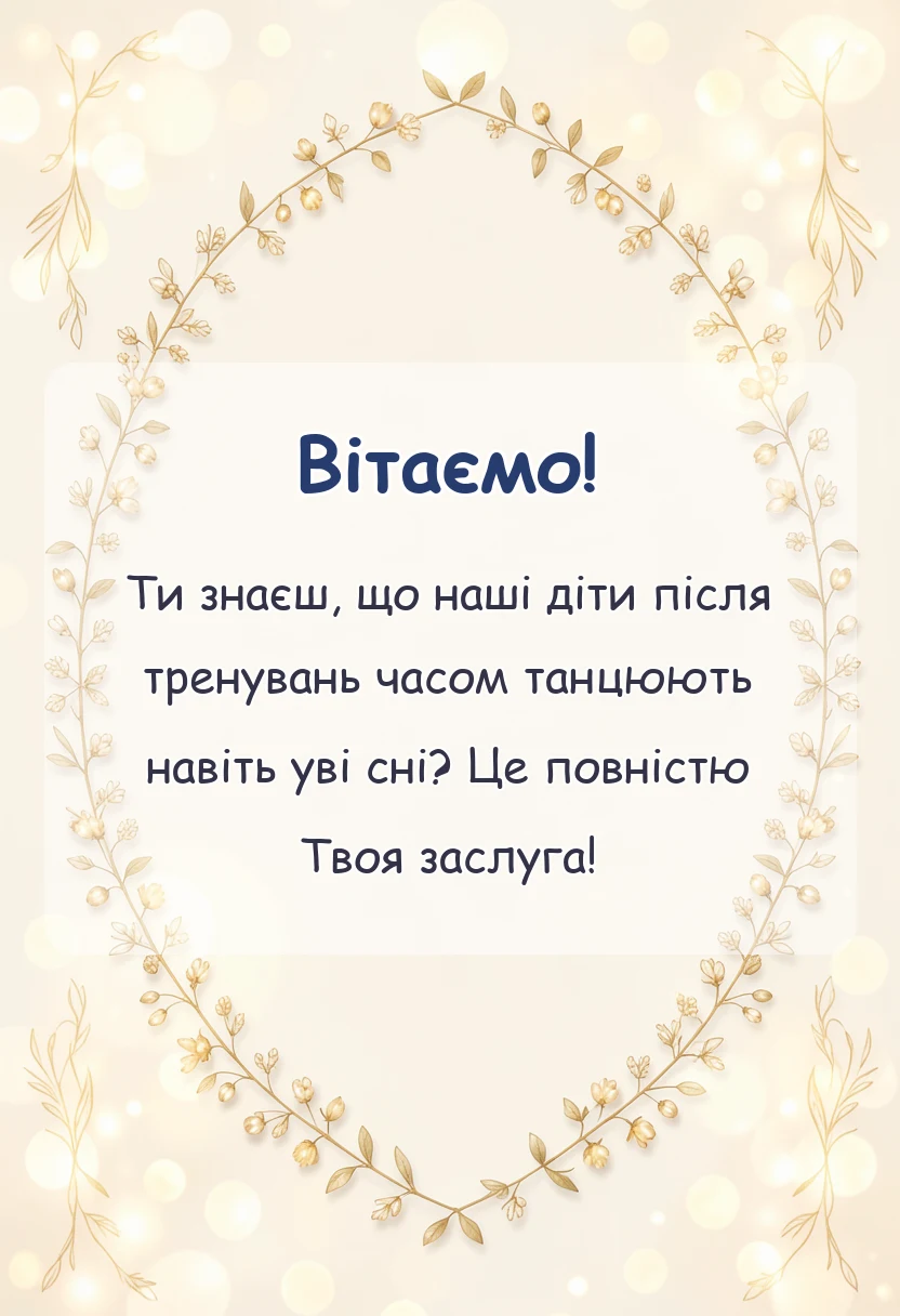 святкова картинка: подяка тренеру з танців від батьків