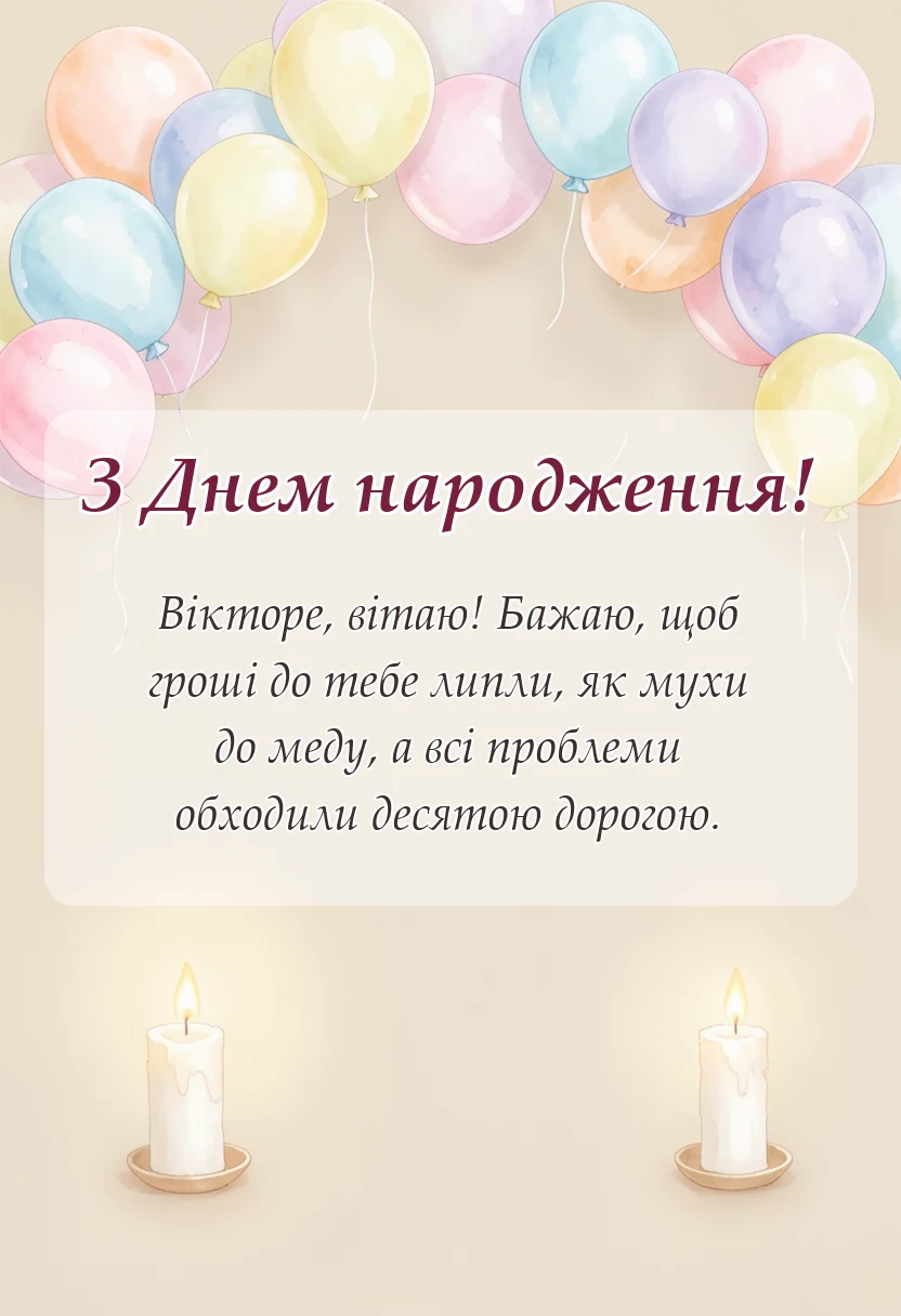 вітальна листівка - привітання з днем народження віктору