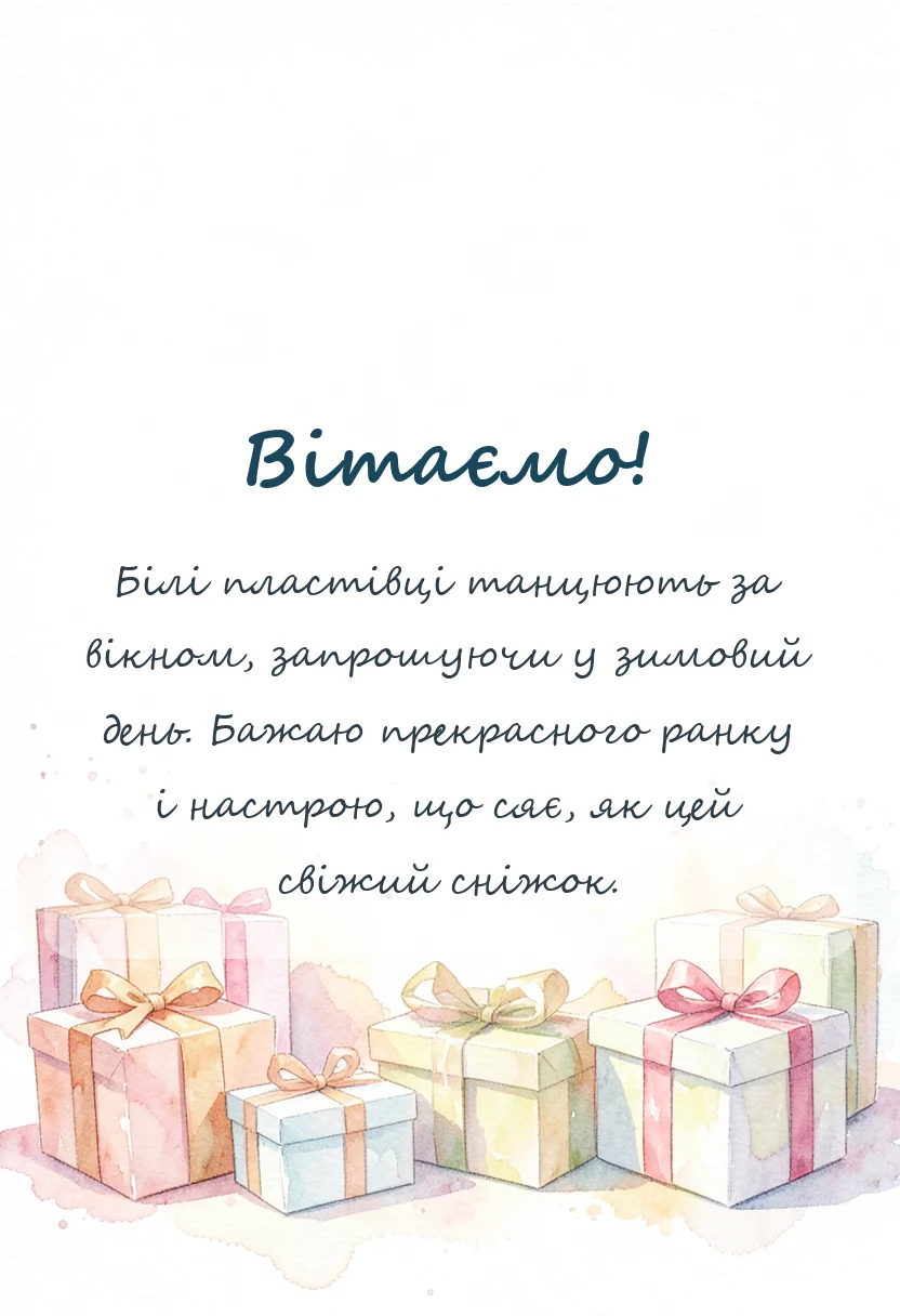 унікальна листівка - картинки доброго ранку з першим снігом