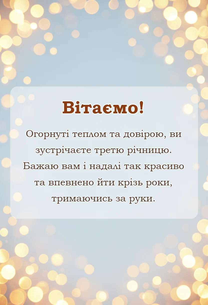 святкова картинка: назва річниці весілля 3 роки