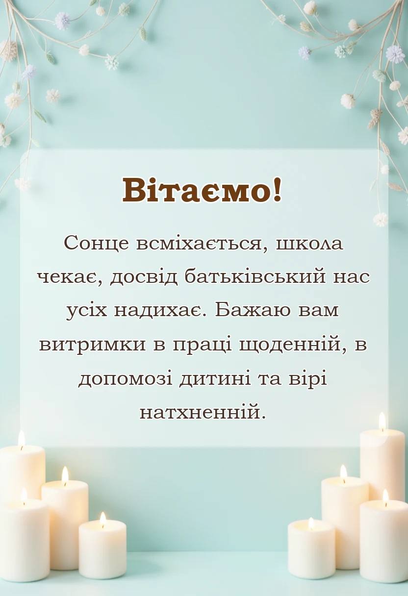 вітальна листівка - привітання батьків з початком нового навчального року