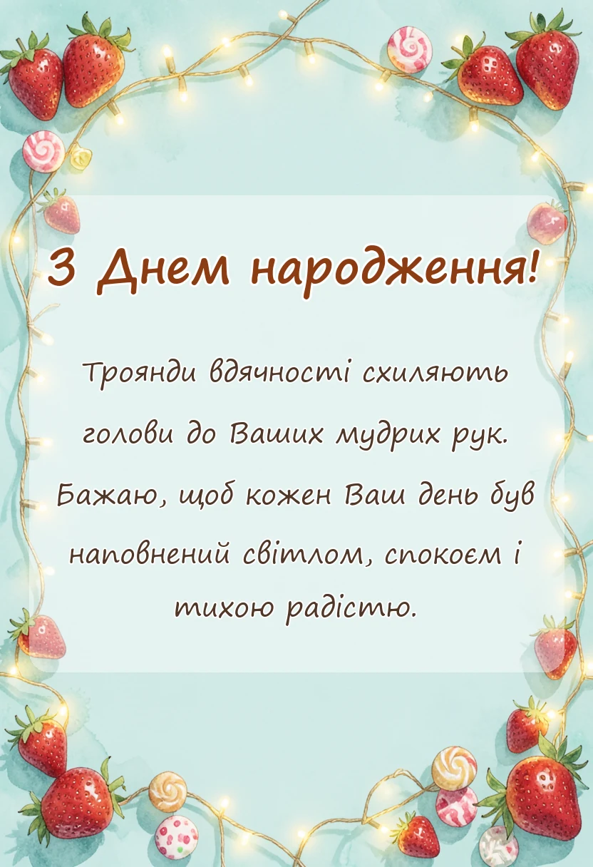 вітальна листівка - привітання вчителя з днем народження