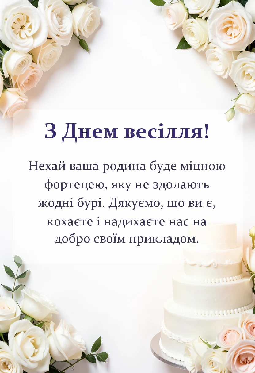 листівка з побажанням - привітання з весіллям батькам