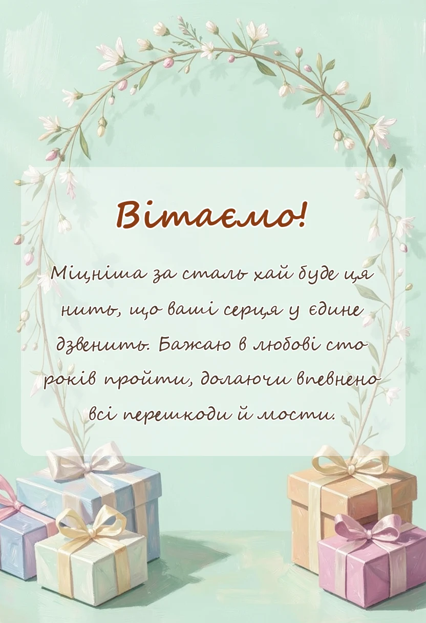 унікальна листівка - привітання з днем весілля