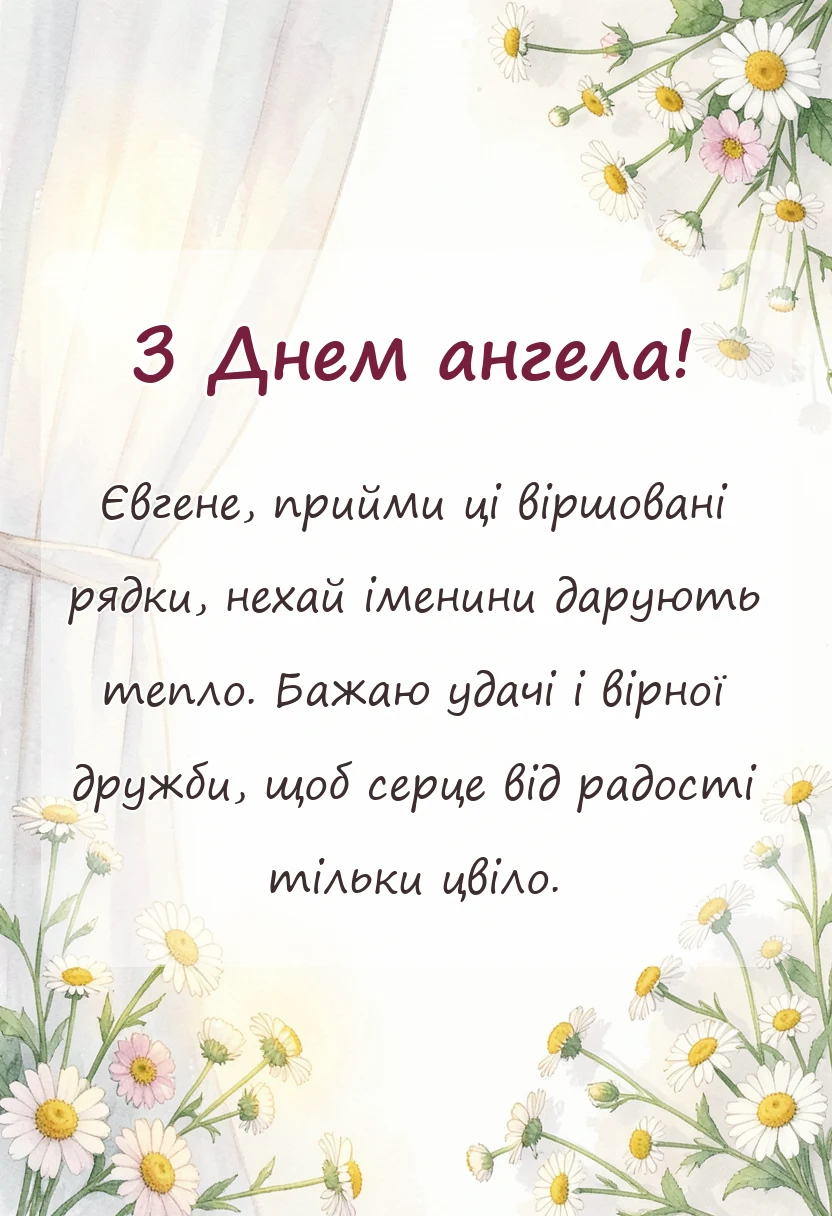 листівка з побажанням - привітання з днем ангела миколі та євгену