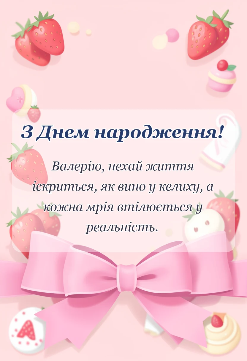 вітальна листівка - привітання з днем народження валерій