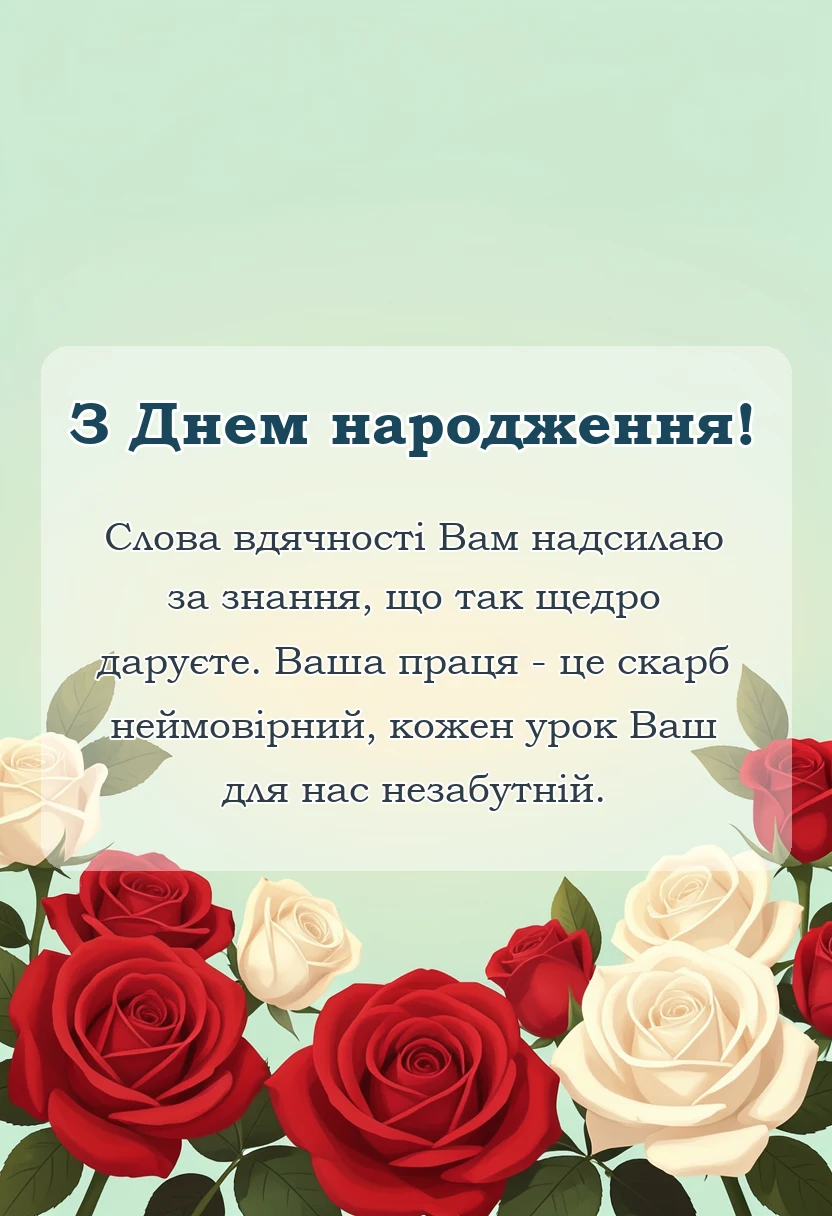 вітальна листівка - вірш подяка вчительці