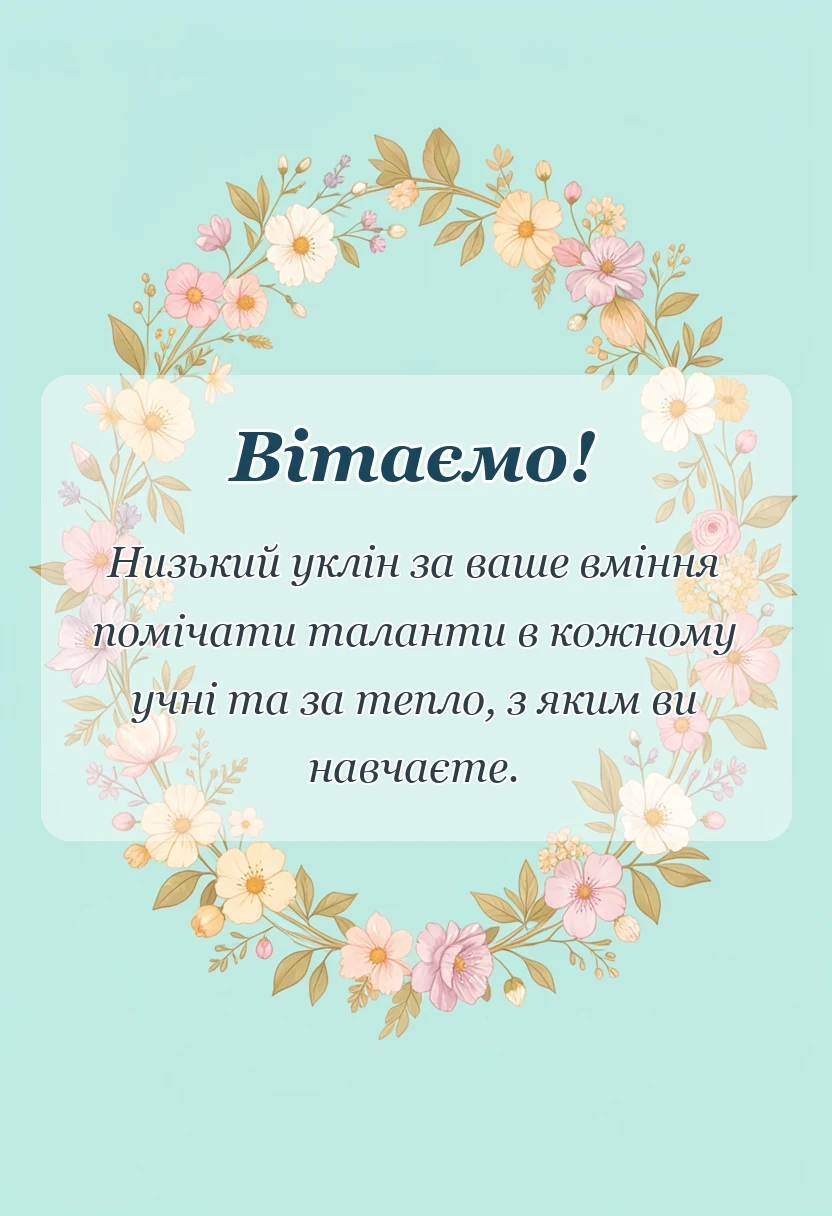 вітальна листівка - подяка вчителю за дитину
