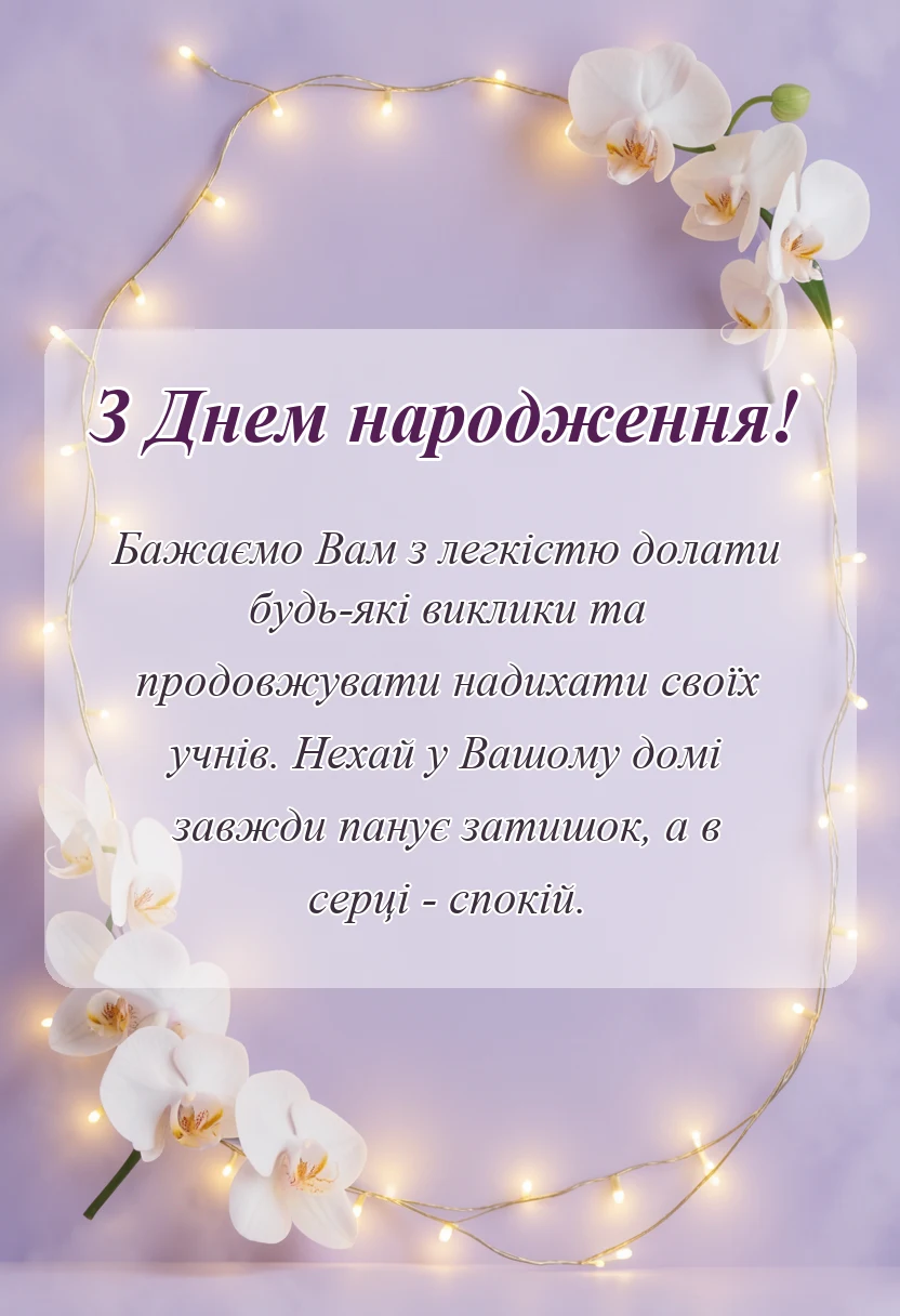 вітальна листівка - привітання вчителя з днем народження
