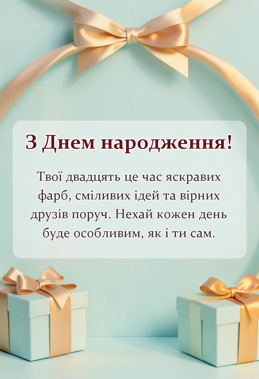 листівка з побажанням - привітання з 20 річчям картинки