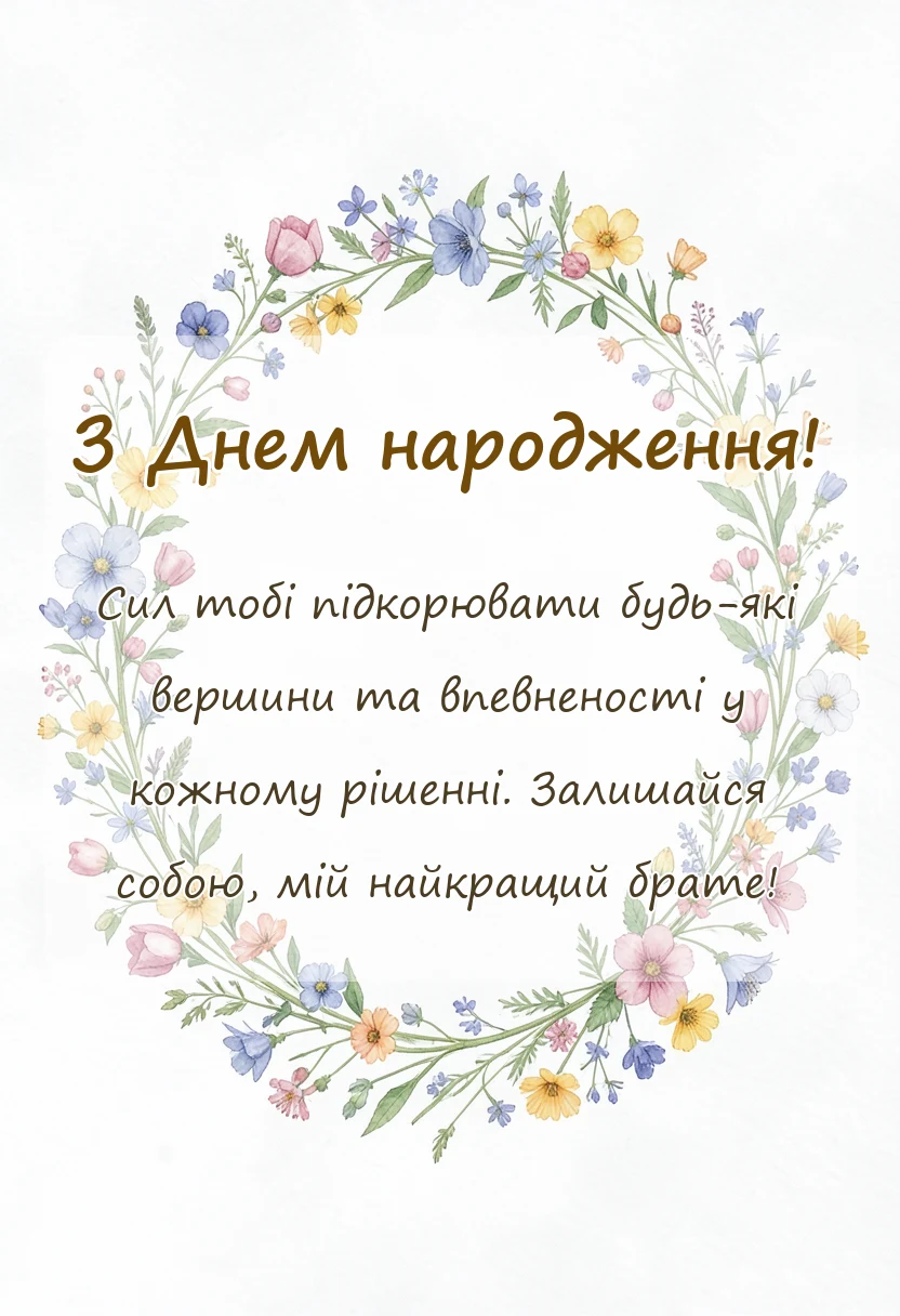 унікальна листівка - привітання з днем народження брата