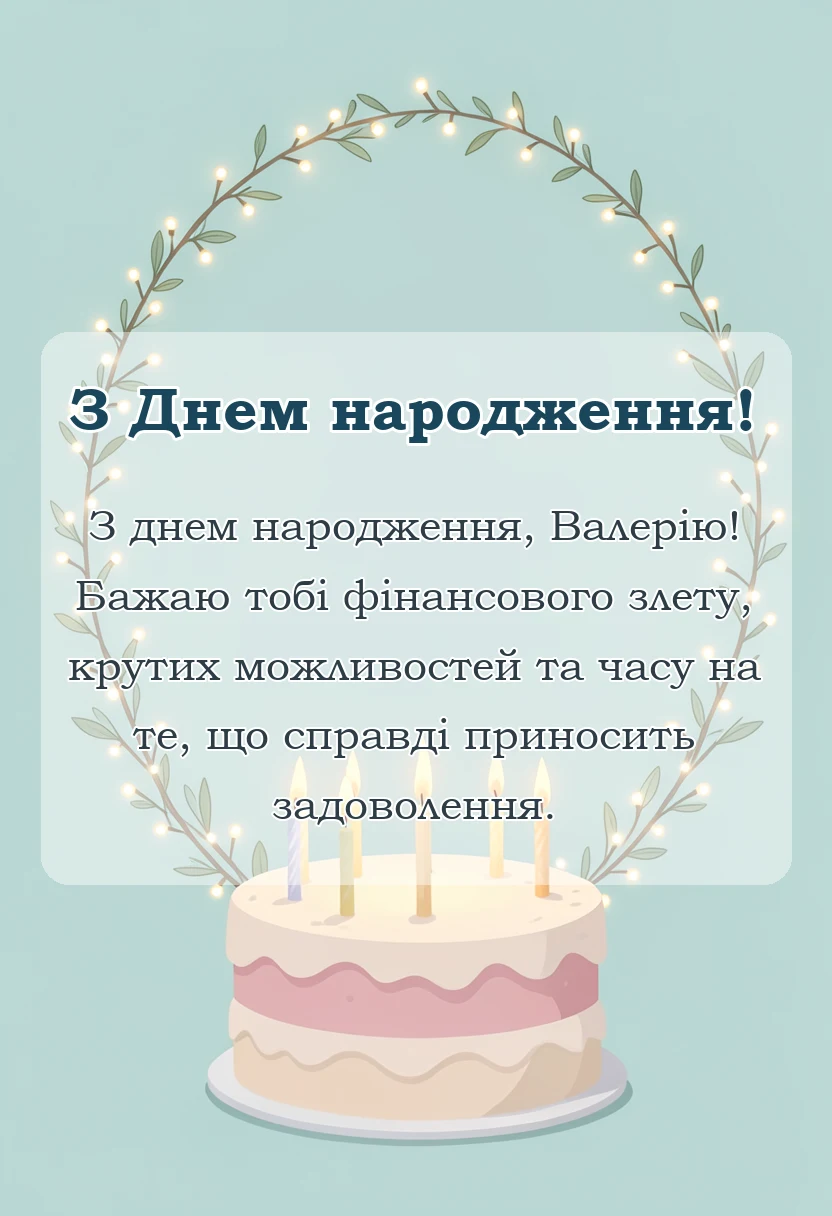 листівка з побажанням - привітання з днем народження валерій