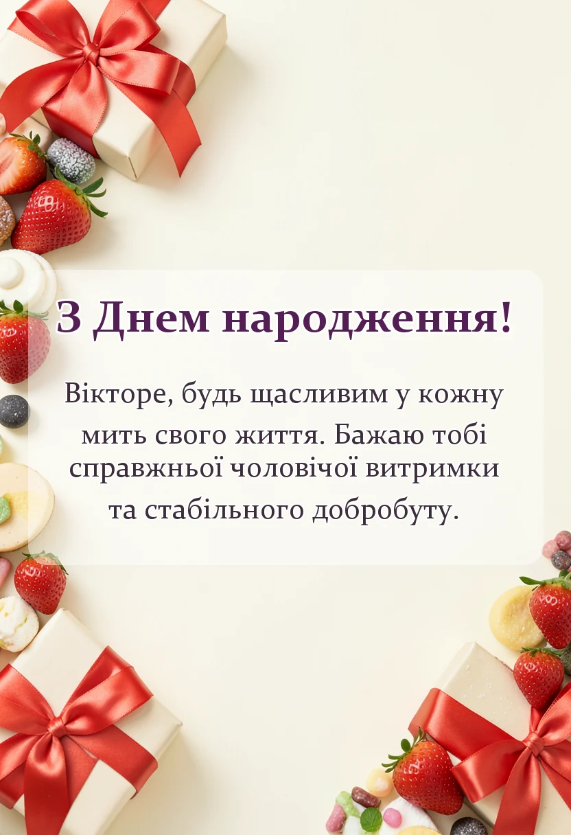 вітальна листівка - привітання з днем народження віктору