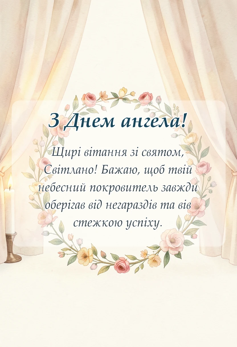 вітальна листівка - день ангела світлани привітання