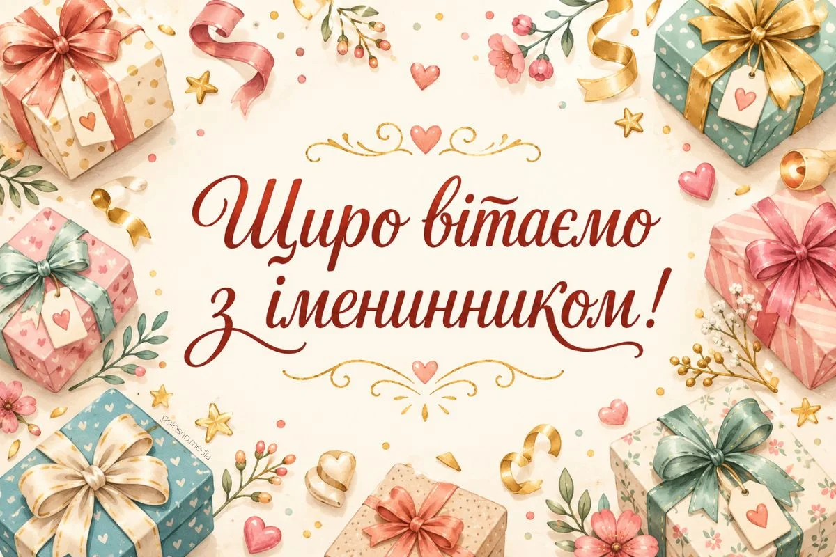 Яскраві подарунки та квіти для привітання з днем народження українською.