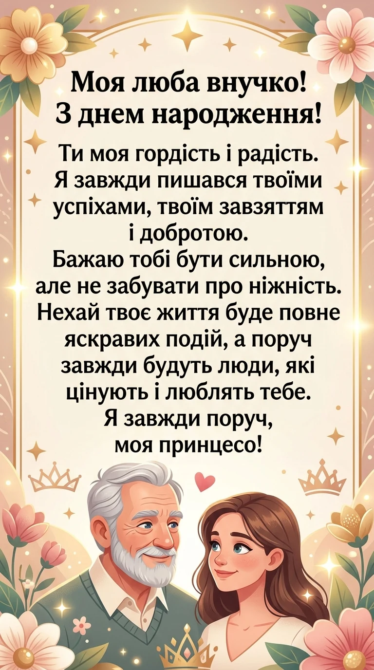 Батько вітає свою внучку з днем народження.