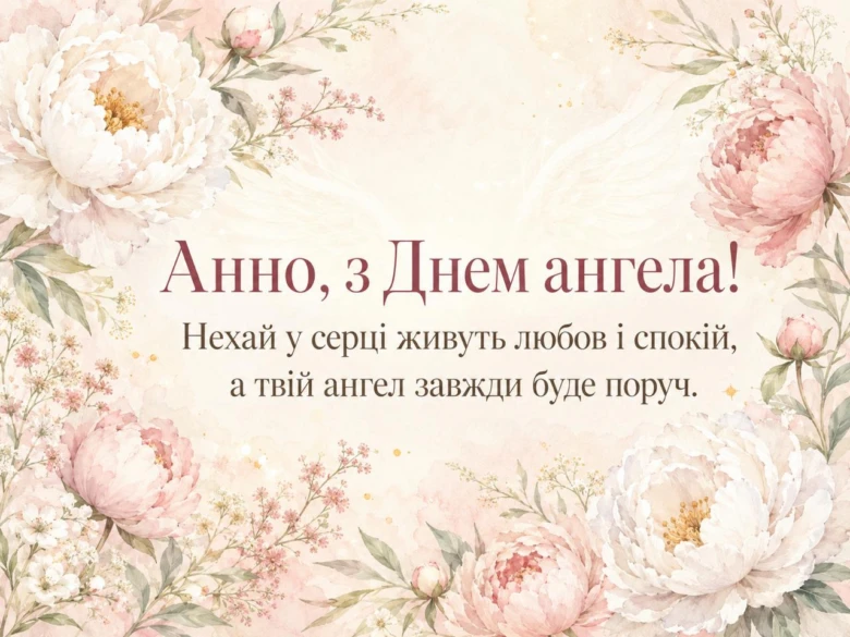 Картка з днем ангела Анни у квітковому стилі