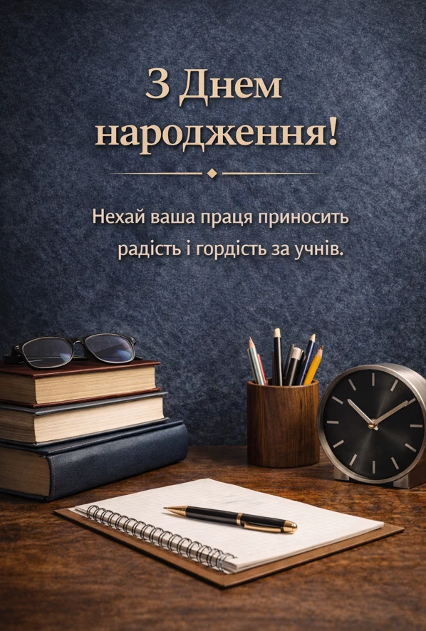 Привітання вчителя з днем народження на робочому столі