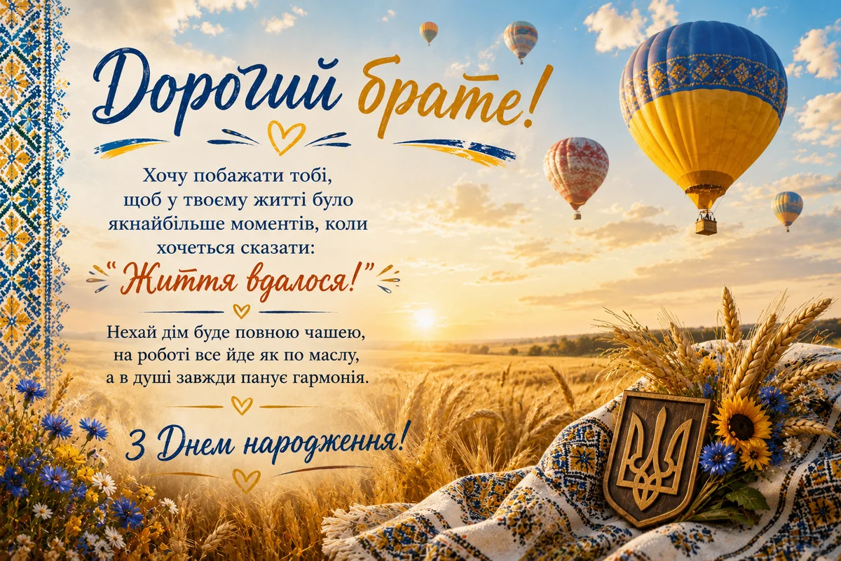 Привітання з днем народження брата українською мовою